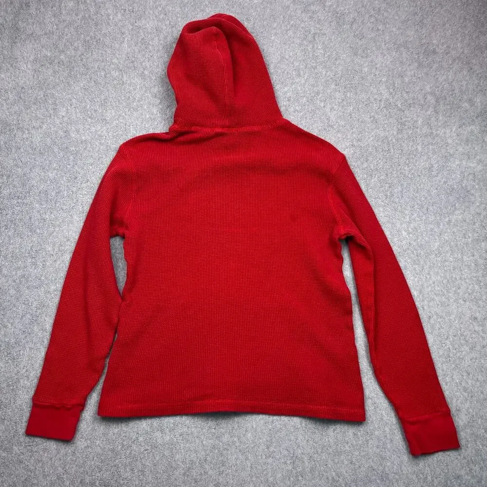 polo ralph lauren hoodie red waffle thermal mens medium